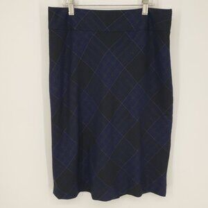 3/$25 Banana Republic Metallic Plaid Pencil Skirt 4 Work Career Navy Blue Black